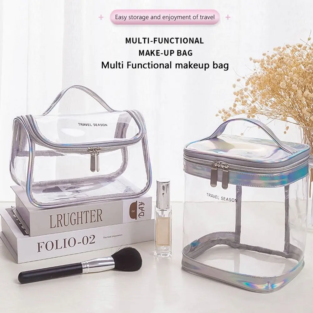 PVC Cosmetic Bag Large Capacity Transparent Toiletry Bag Travel Organizer Multifunctional Storage Makeup Bag Daily Storage