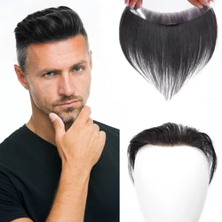 Fully Hand Woven DIY Mens Frontal Hairpiece Hair Topper Piece Bald Spot Hair Patch Toupee for Men Pelucas De Cabello 100% Humano