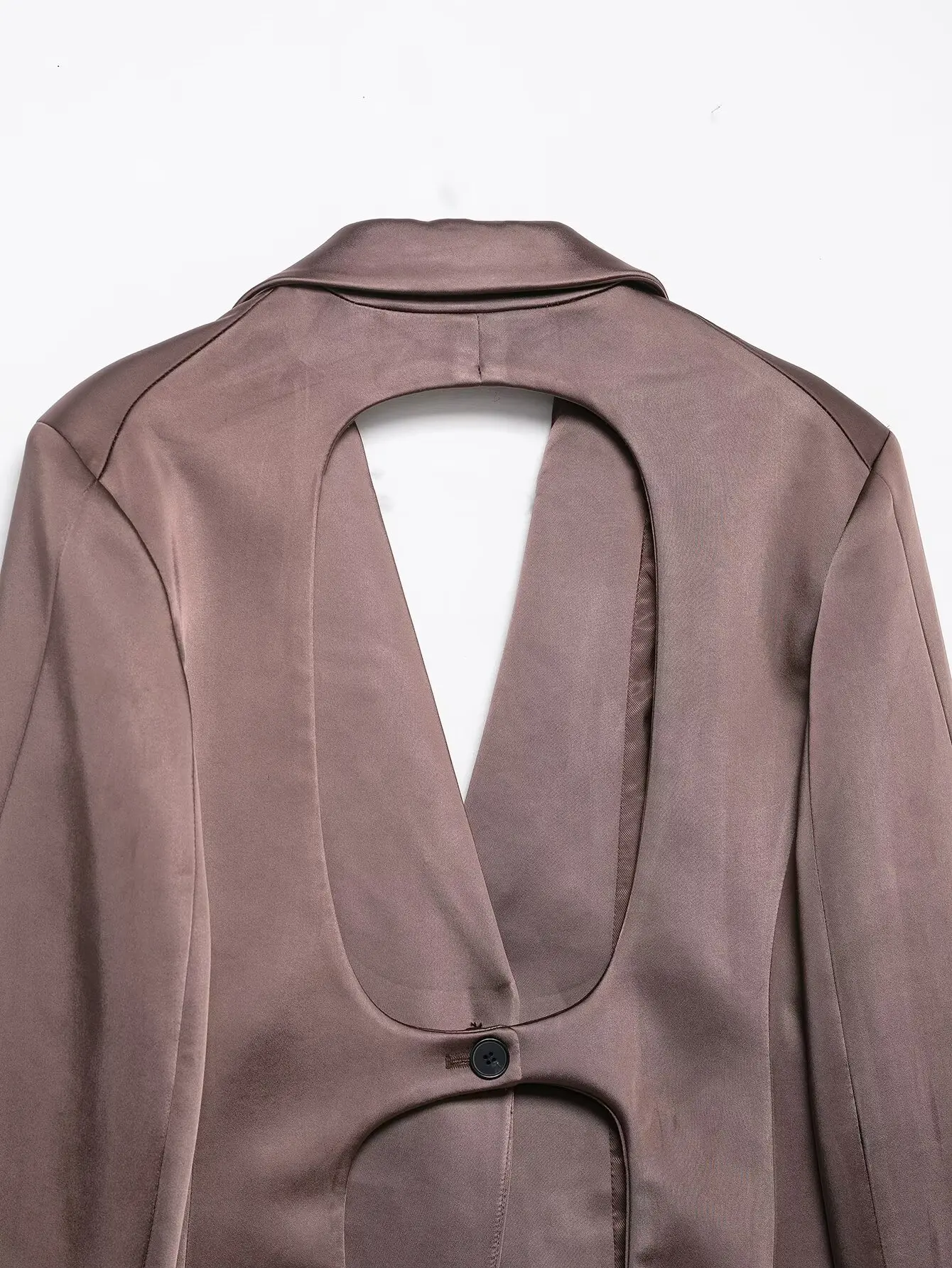 Women Summer Vintage Solid Chic OL Blazer Female Coffee Coat Lady Fashionable Sexy Backless Single Button Blazer Top Streetwear