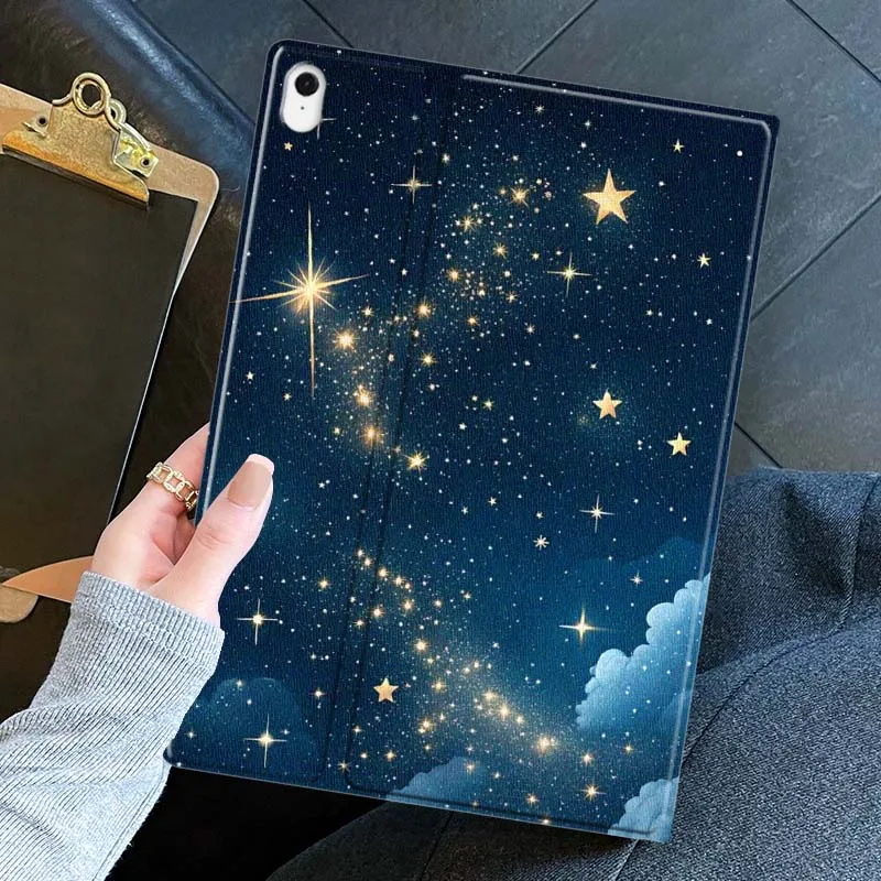 Cartoon Starry Night Sky Clouds Tablet Case
