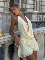 TARUXY Draped Sexy Backless Halter Mini Dress 2