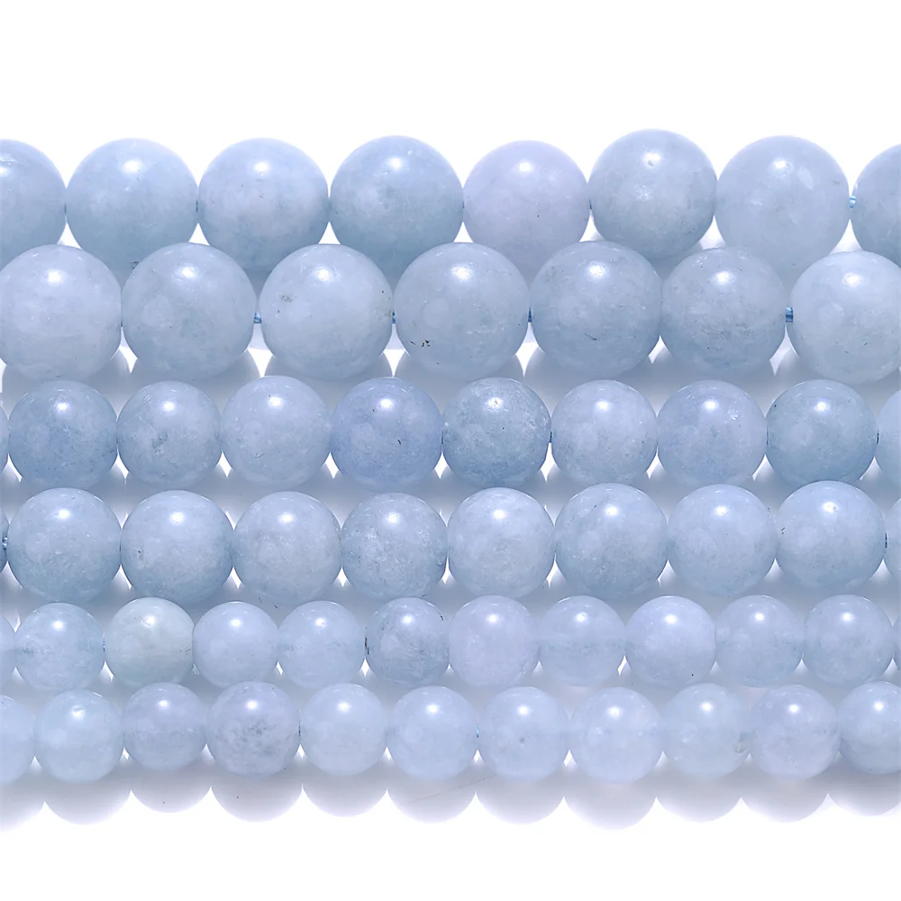 Aquamarines Stone Beads Natural Round Loose Spacer Beads for Jewelry Making DIY Charms Bracelet Necklace Accessories  6 8 10mm