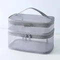 Double layer mesh cosmetic bag-grey