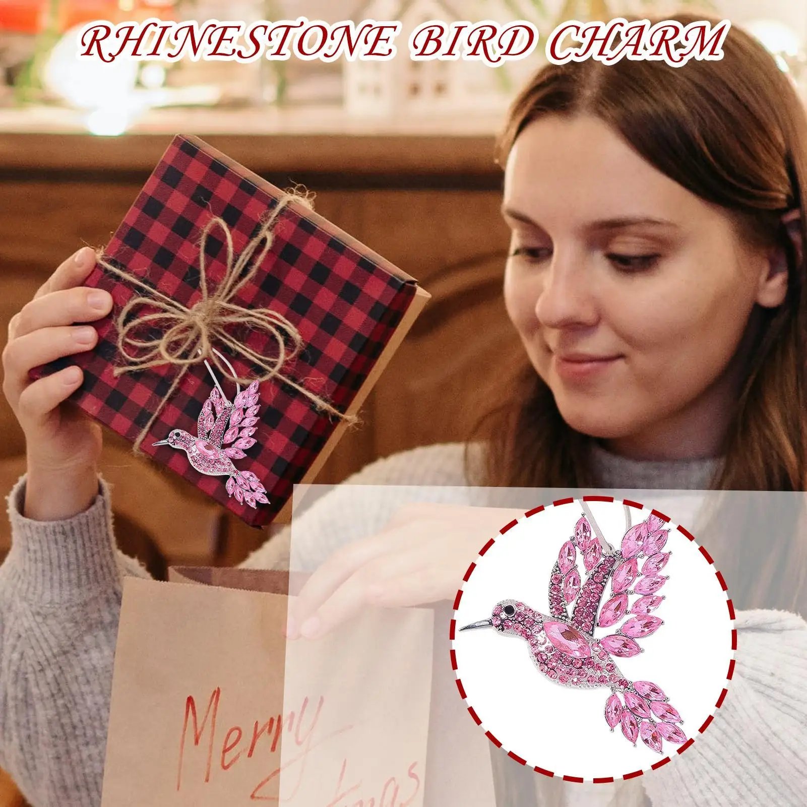 Bird Ornaments For Christmas Tree Rhinestone Bird Pendant Decor Festival Window Charm For Birthday Window Mom Women Grandma