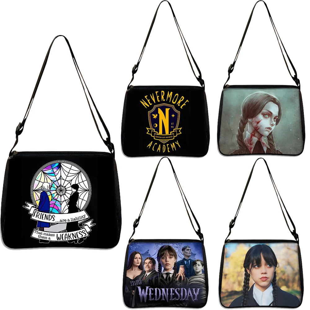 Wednesday Addams and Enid  Handbag  Gothic Girls Nevermore  Academy Women Shoulder Bag  Girl Shopping Travel Tote Bag Gift
