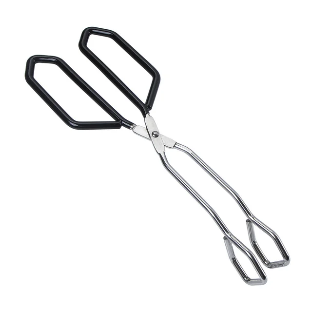 Scissor Tongs Stainless Steel Food Tongs With Wrap Handle Angled Bread Clamp For BBQ Grilling Cake 11 inch Safe Heat Resistant 4