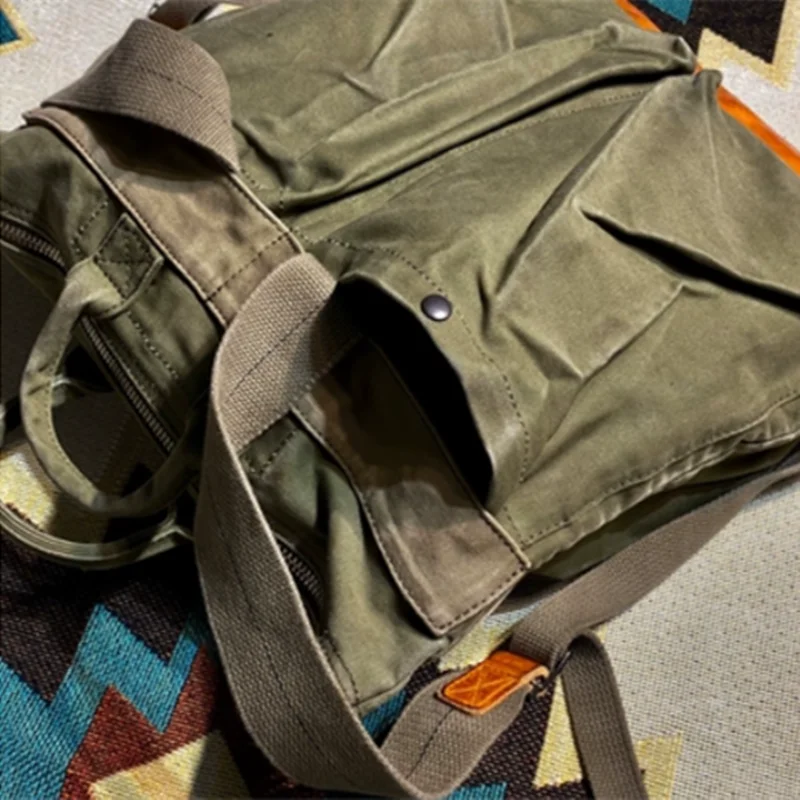 Reise Pendler Öl Wachs Leinwand Pilot Handtasche Rucksack Männer Frauen Outdoor Trekking Wandern Klettern Camping Reiten Rackpack – Detail 12