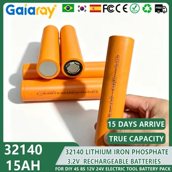 Batteria LiFePO4 3.2V 32140 15Ah, Pacco Batterie al Litio Ferro Fosfato per E-scooter, Biciclette, Tricicli, Utensili Elettrici 4s 8s 12v 24V