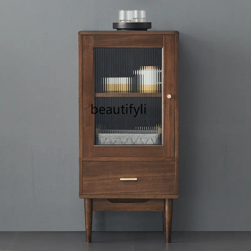 

Nordic TV Side Cabinet Wall Glass Door Wine Cabinet Living Room Solid Wood Storage Sideboard Storage Tea Cabinet furniture