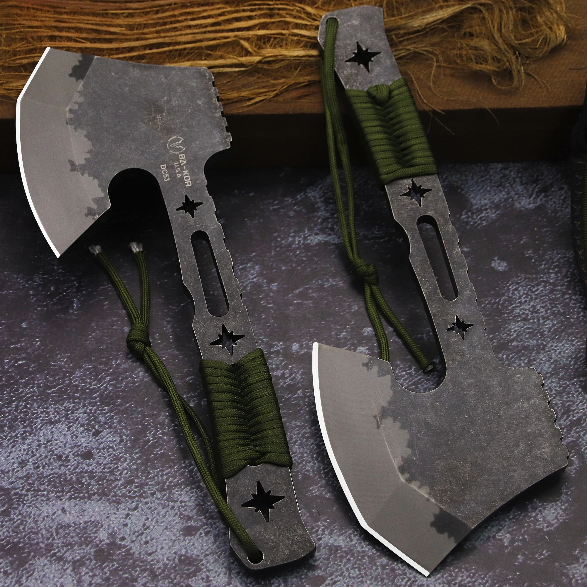 BA-KOR German outdoor camping axe DC53 steel 10mm thick integrated multi-purpose axe + axe sheath, forest logging axe, tool axe