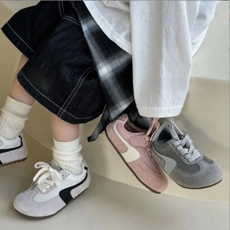 어린이 운동화 여름 가을 새로운 스타일 소녀의 도덕적 훈련 신발 통기성 메쉬 소년의 유행 캐주얼 신발 핑크