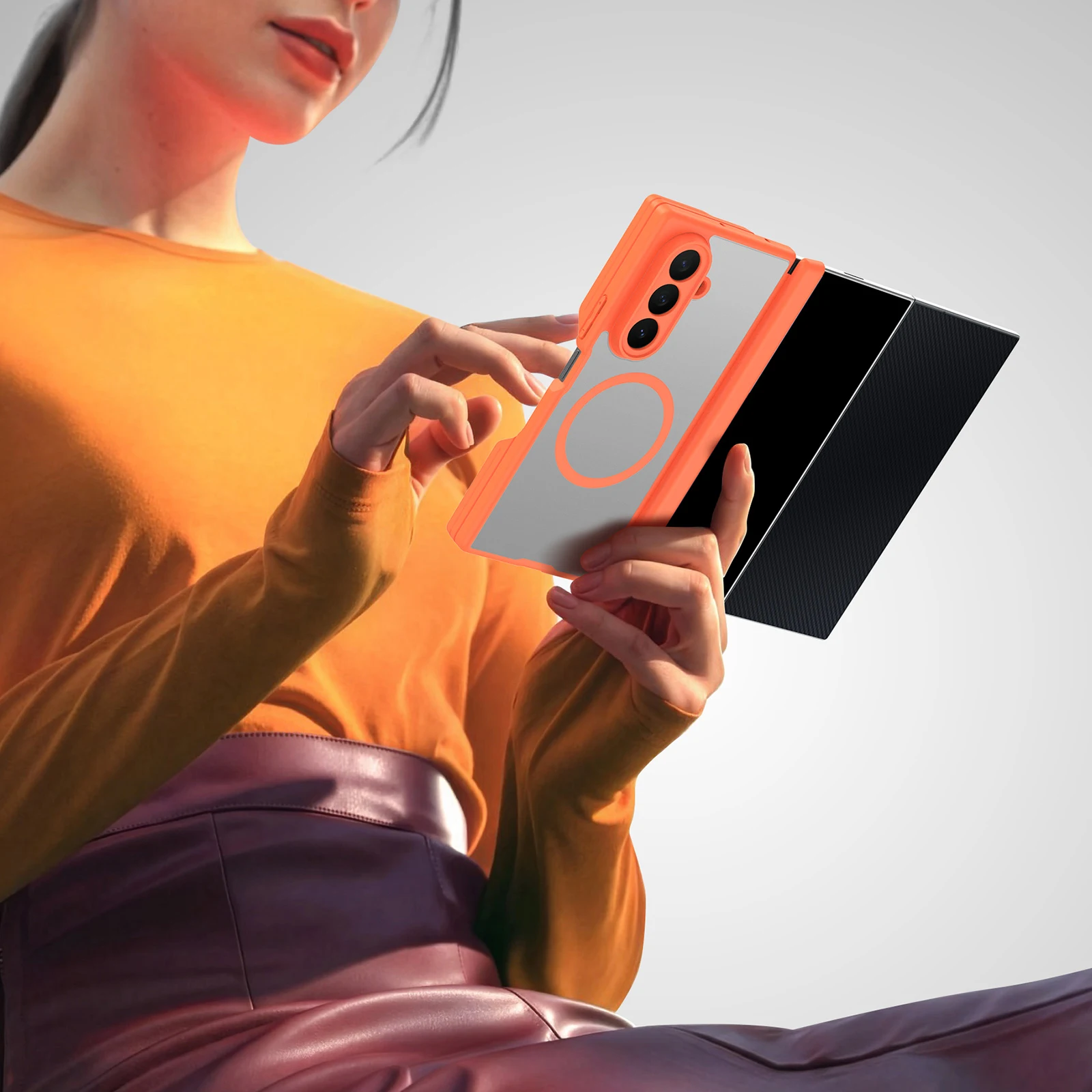 Magnetic Transparent Frosted Case with Full Protection & Anti-Slip Shockproof Design