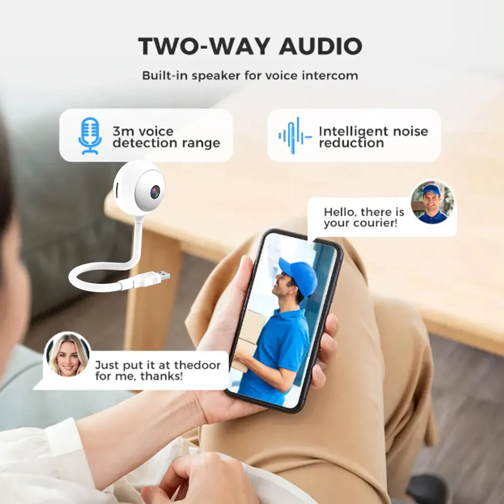 Tuya Indoor USB Light Bulb WiFi Camera 2K 5MP Mini Security IP Camera IR Color Night Vision Smart Life Baby Monitor Cam 3