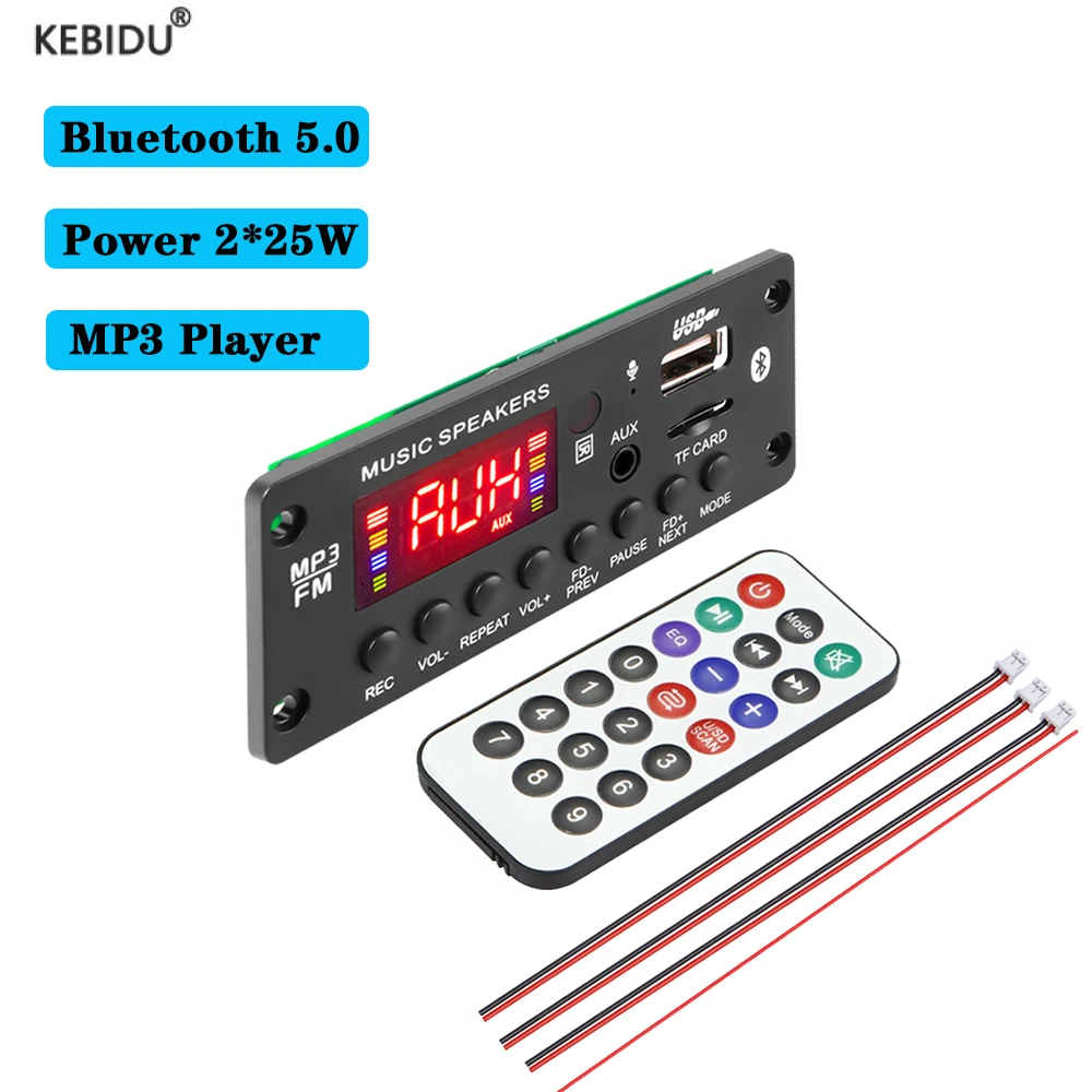 2*25W Amplifier Bluetooth 5.0 MP3 Decoder Board DC 7V15V 50W MP3