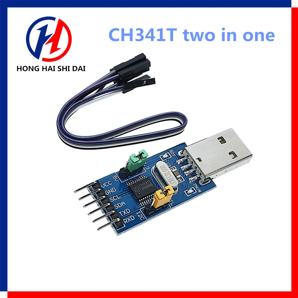 

CH341T 2 in 1 module 3.3V 5V USB to I2C IIC UART USB to TTL single-chip serial port downloader