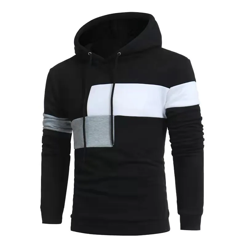 New Men's Patchwork Hooded Sweatshirt Casual Loose Hip Hop Streetwear Pullovers Hoodies Male Tops