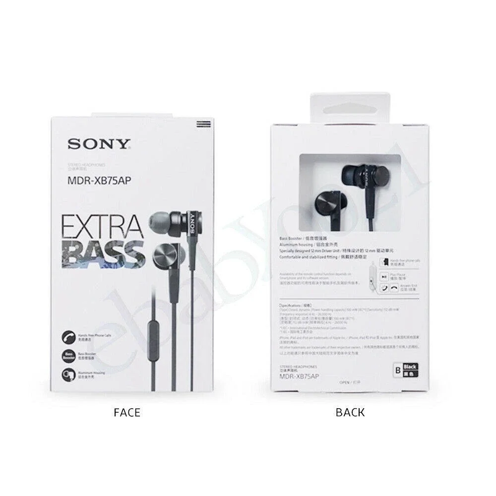 Original Sony MDR-XB75AP Premium In-Ear Extra Bass Earphone