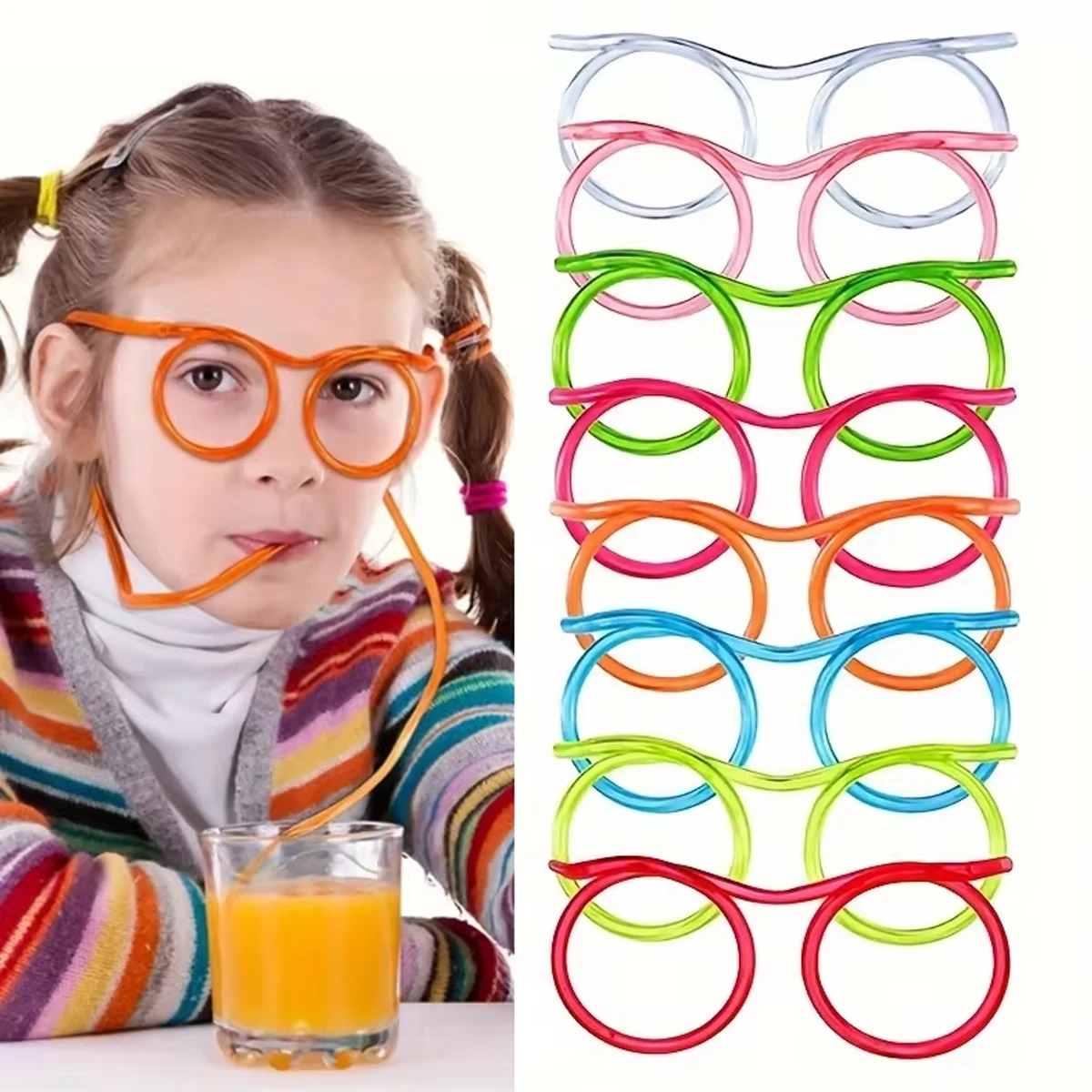 Traw Glasses Funny Soft Flexible Drinking Straws Kids Party Supplies