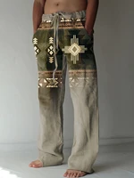 Mens Trousers Casual Summer Beach pants Daily Holiday Brown Trousers Drawstring Elastic Waist 3D Geometric Pattern Trousers 6XL 2