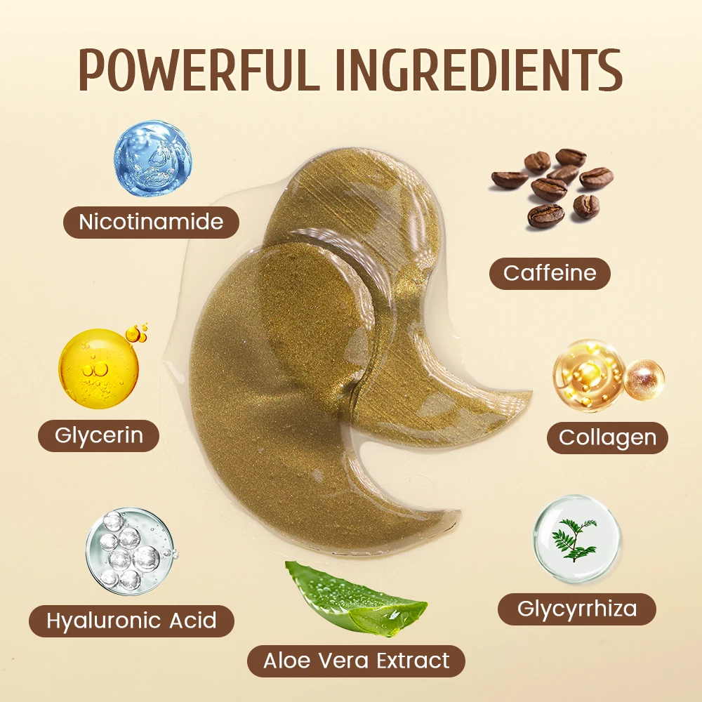 Caffeine Collagen Under Eyes Patches Lighten Dark Circles Bags Puffiness Fine Lines Wrinkle Nourish Eye Skin Care Eye Mask 60pcs 4