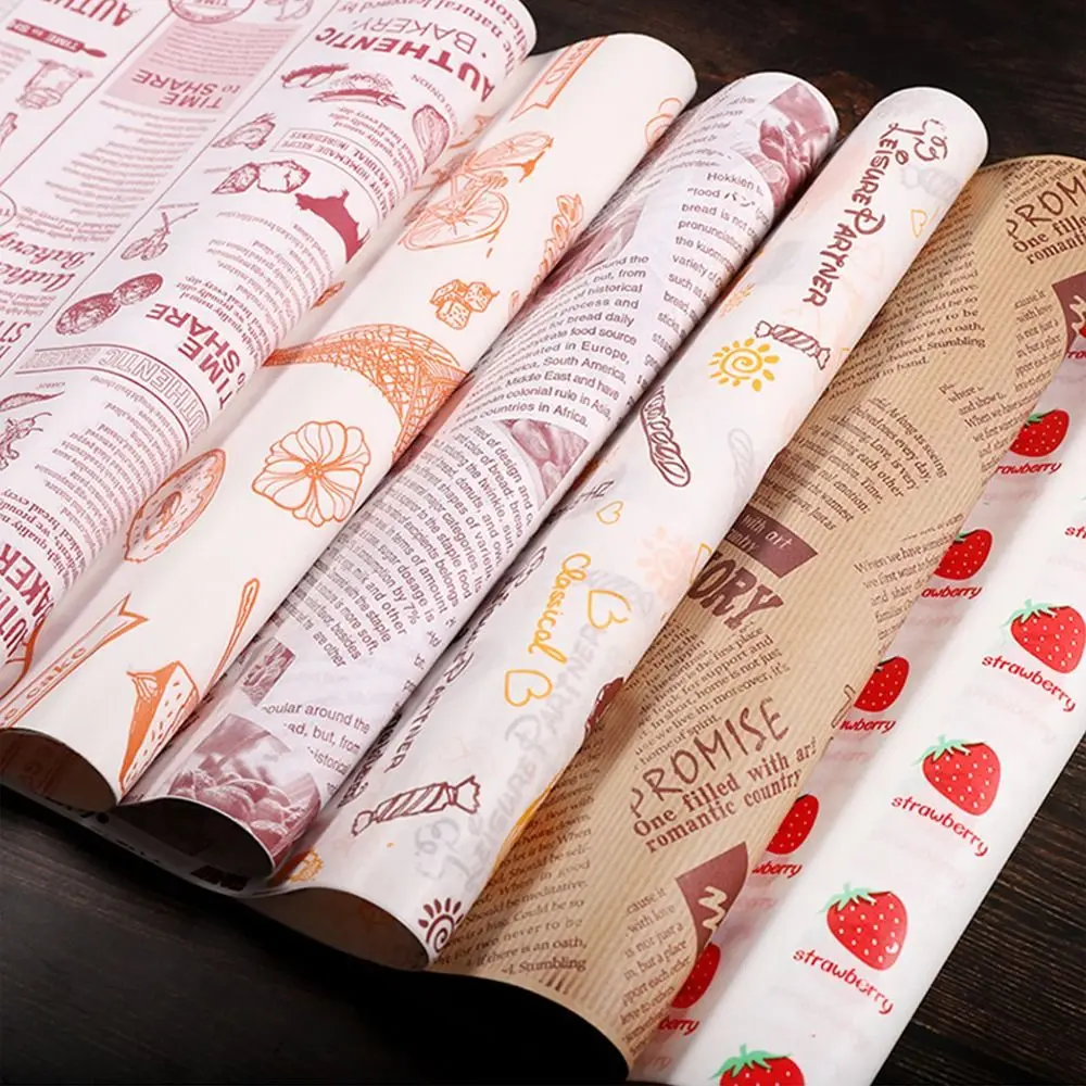 Food Grade Grease Paper Sandwich Wrapping Paper Oil-proof Baking Paper Food Packaging Newspaper Style Bread Oilpaper Baking Tool