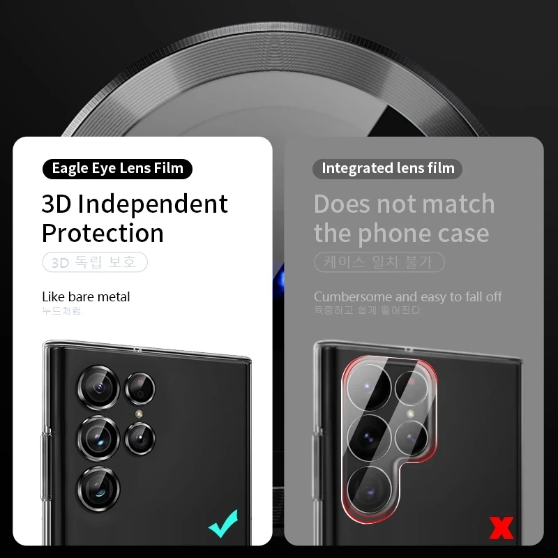 Kameraobjektiv-Schutzhülle aus gehärtetem Glas für Samsung Galaxy S22 Ultra S23 Plus S22ultra S23ultra S23Plus 5G, Metallringabdeckung_voghion.com