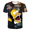 Disney The Simpsons Family Men's T Shirts 3d Printed Cartoon Graphic Summer Fashion Short Sleeve Loose Tops Tees Men Clothing 4
