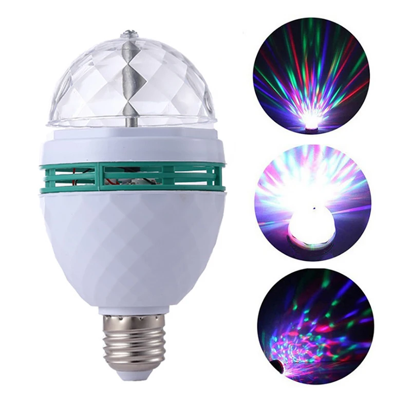 

1PC LED Small Magic Ball Light Bulb Christmas Colorful Rotating Light KTV Home Bar Flash Laser Stage Light