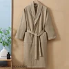100% coton Couple Robe gaufre peignoir Robe Kimono Yukata maison vêtements décontracté femmes vêtements de nuit printemps été vêtements de détente