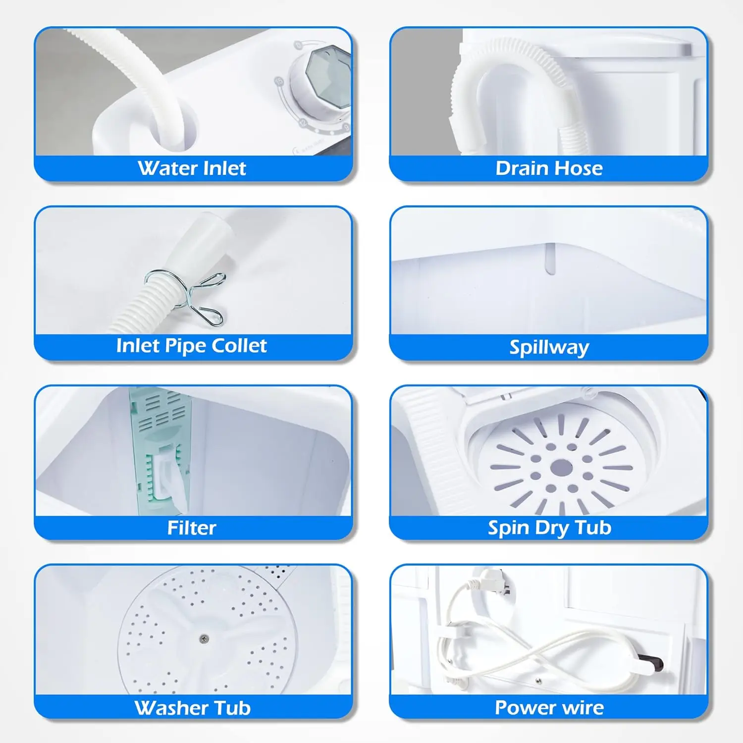 Portable Washer Machine  Capacity Mini Washing Machine 2 in 1 Compact Washer and Dryer Combo Twin Tub Laundry 5
