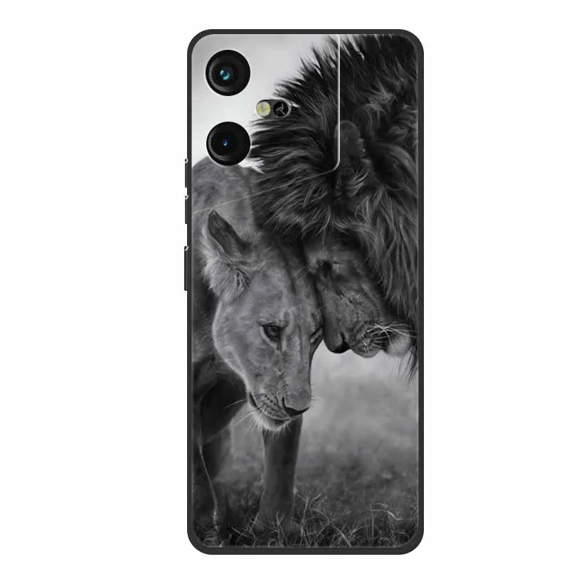 Luxury Soft Silicone TPU Phone Back Cover with Animal Wolf Design