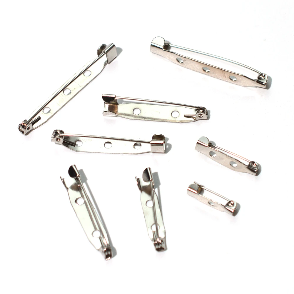 50pcs Metal 15/20/25/30/32/35/38/40mm Brooch Clip Base Pins Brooch Settings Blank Base for DIY Jewelry Making Finding