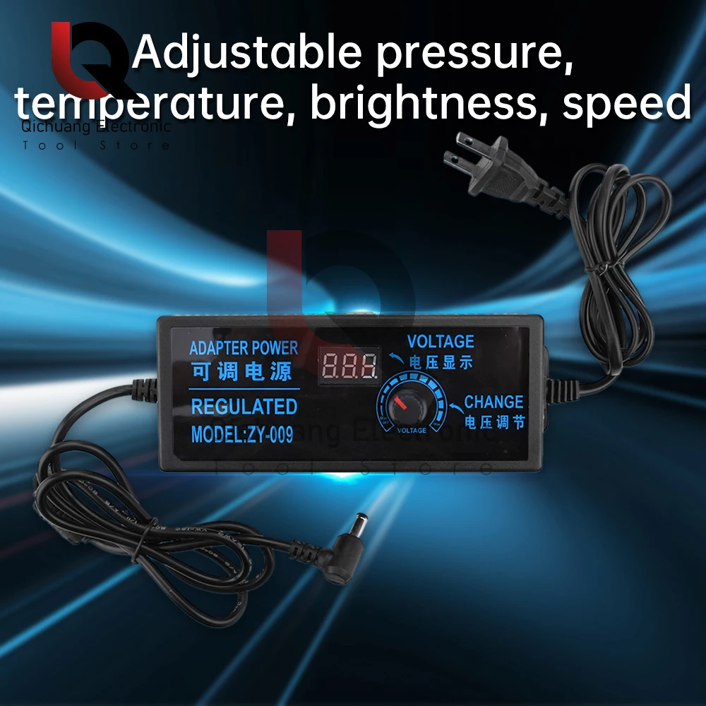 50/60HZ Adjustable AC100-240V to DC 3V-24V 5A Universal Adapter With Display Screen Voltage Regulated Power Supply Adatpor