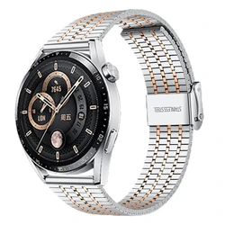 Premium Stainless Steel Metal Watch Strap Bracelet, Adjustable Wristband - 22mm (Silver Rose Gold)