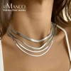EManco unisexe serpent chaîne collier couleur argent tour de cou en acier inoxydable à chevrons chaîne collier pour femmes bijoux en gros