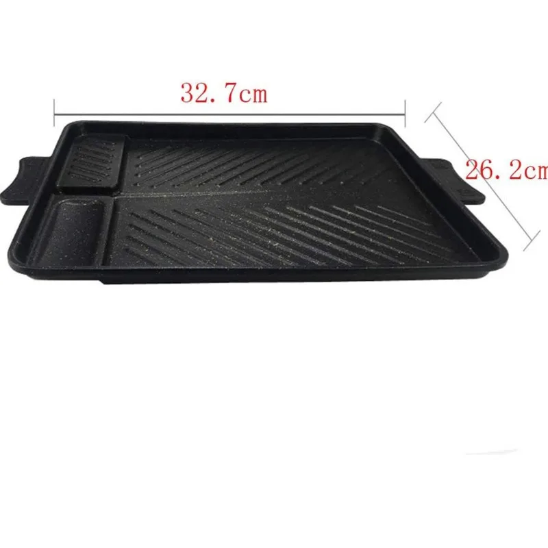 

Korean Grill Pan Non-stick Bakeware Smokeless Barbecue Tray Stovetop Plate for Kitchen Indoor Outdoor Party Camping BBQ Grilling