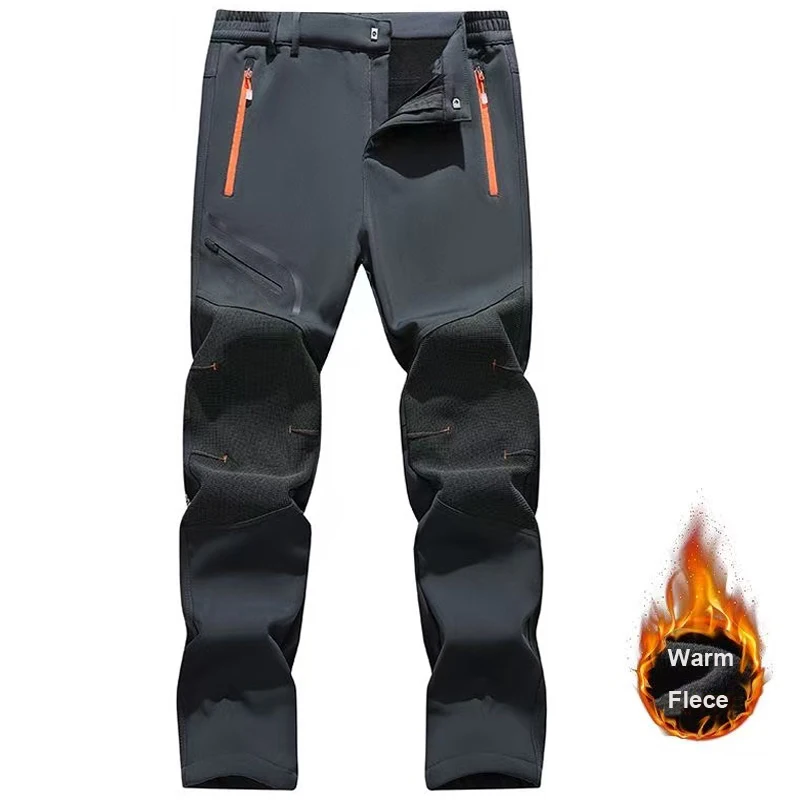 Men's Autumn Winter Softshell Elastic Camping Hiking Trekking Fishing Hunting Pants Outdoor Cycling Tactical Cargo Trousers