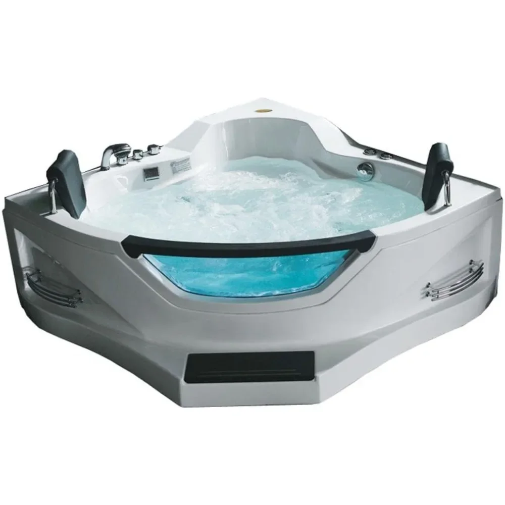 Corner Whirlpool Bathtub, Triangular Glass Spa Pool, 59 Inches Long X 59 Inches Wide X 25 Inches High Bathtubs & Whirlpools 2