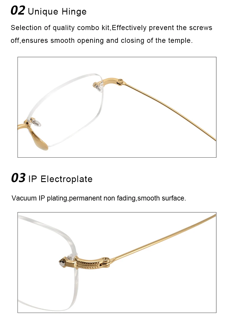 Krasivyy Men's Rimless Polygon Square Titanium Eyeglasses