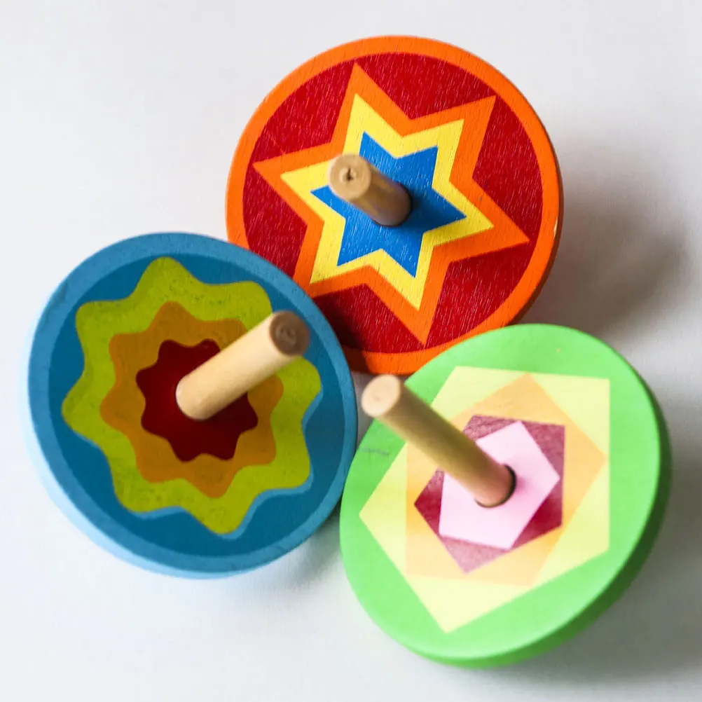 10/20pcs Wooden Spinning Tops Classical Painted Peg-Top Gyro Toys Desktop Educational Toys For Children Kids Gift