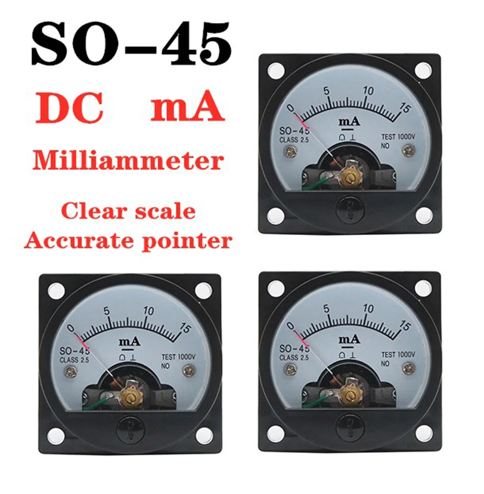 SO45 DC mA Ammeter Pointer Analog Circular Marine Plastic Instrument