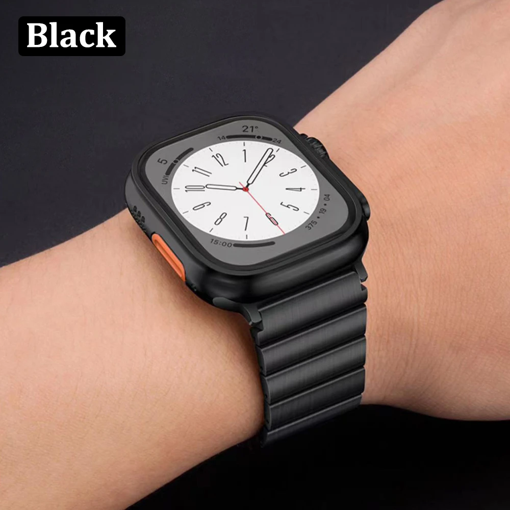 Apple Watch用チタンリンクブレスレット,iwatchシリーズ8, 7, 6, 5, 4 