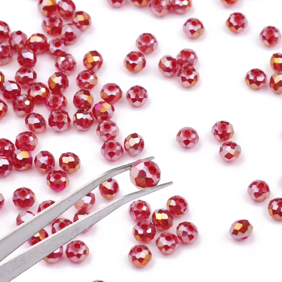 Luxurious Deep Red Austrian Crystal Glass Beads - Flat Round Loose Beads
