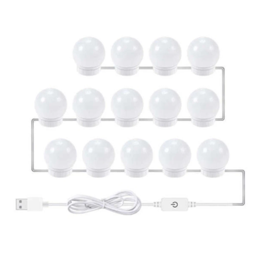 

Wall Lamp LED 16W Makeup Mirror Vanity Led Light Bulbs Led Lamp Press Switch USB Cosmetic Light Dressing Table 14 Bulbs