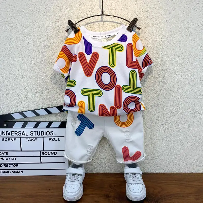 

Baby Boy Clothing Sets Summer Infants Boy Clothes Shorts Sleeve Tops T-shirt 2Pcs Boys Outfit Kids Sports Suit 2 4 6 8 Year