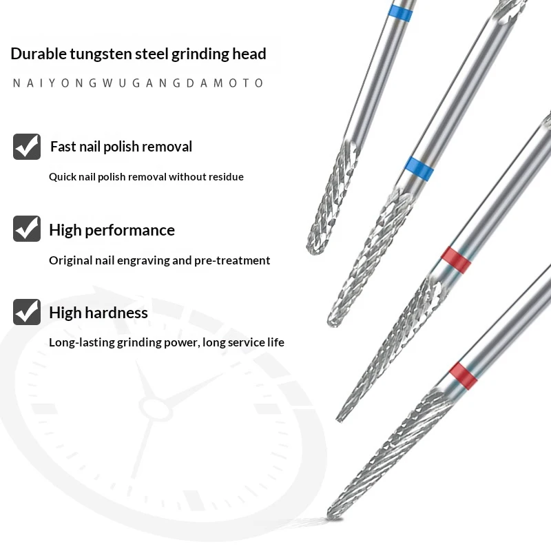 1/2개입 2in1 텅스텐 스틸 네일 드릴 비트 카바이드 밀링 커터 네일 파일 각질 제거기 매니큐어 커터 네일 아트 도구
