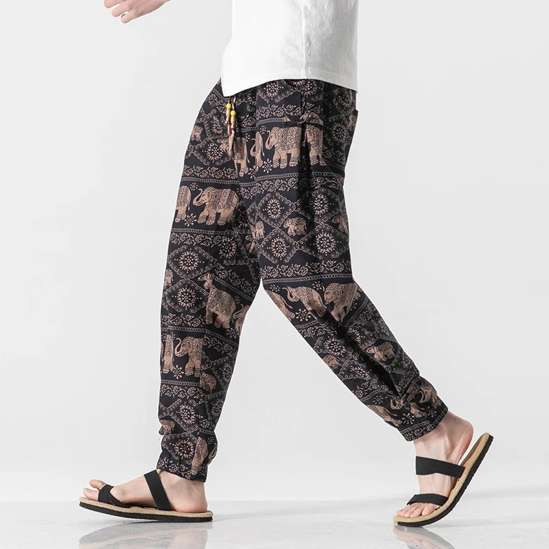 

Spring Summer Loose Plus Size Harem Pants Thai Style Thin Beach Pants Men 2023 Ethnic Style Oversized Couple Jogging Pants
