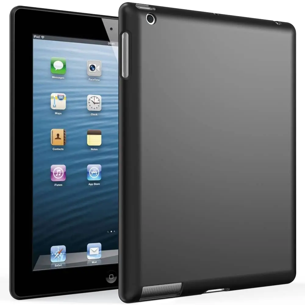Silicone Case For Apple iPad 2 3 4 2th 3th 4th Generation 9.7'' 2011 2012 Funda Flexible Bumper Black TPU Shockproof Back Cover