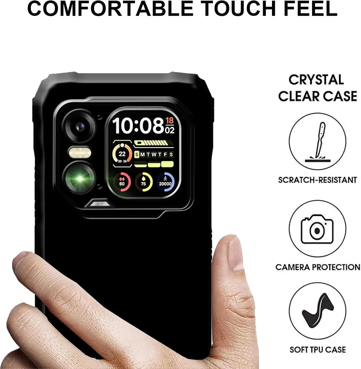 Black Transparent Soft TPU Protective Phone Case Cover