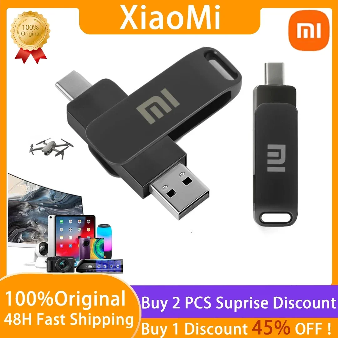 

OTG Xiaomi Metal U Disk Flash Pen Drive Type-C Interface Phone Computer Dual-Use Mutual Transmission Interface Portable Memory